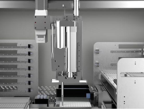 实验室工作人员操作全自动基因合成设备实拍