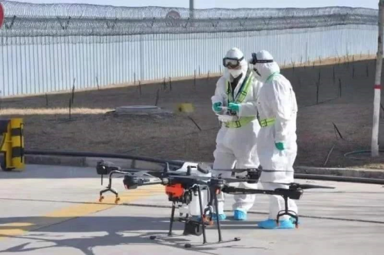 无人机编队进行城市消杀作业