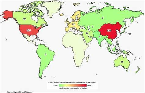 世界地图标注各国CAR-T研发进展