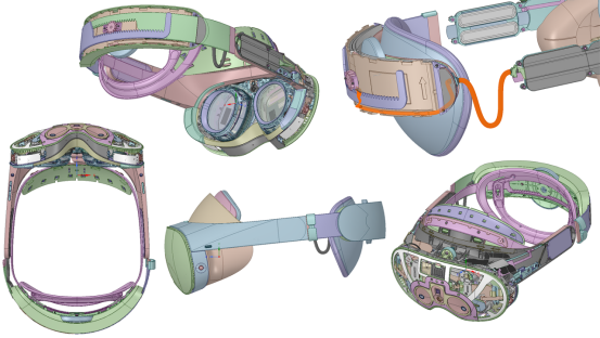 VR头显硬件拆解与功能标注图